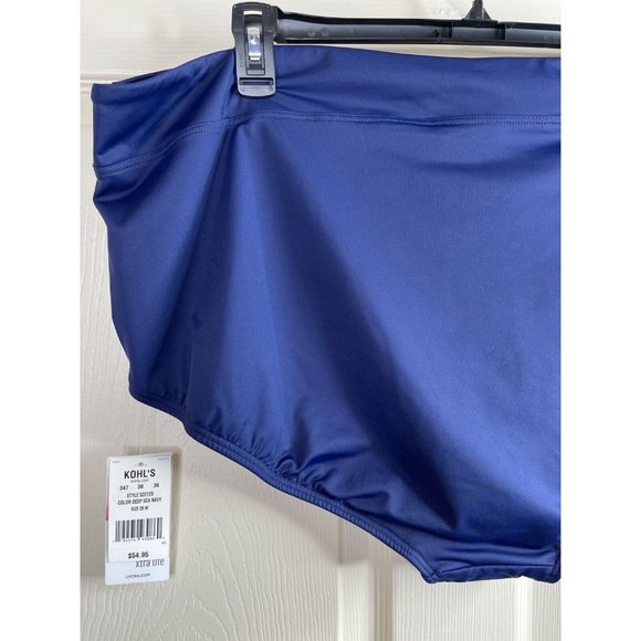 Lands End Swim Bikini Bottom Plus Size 26W High Waisted Tummy Slimming Blue NWT - Picture 6 of 10